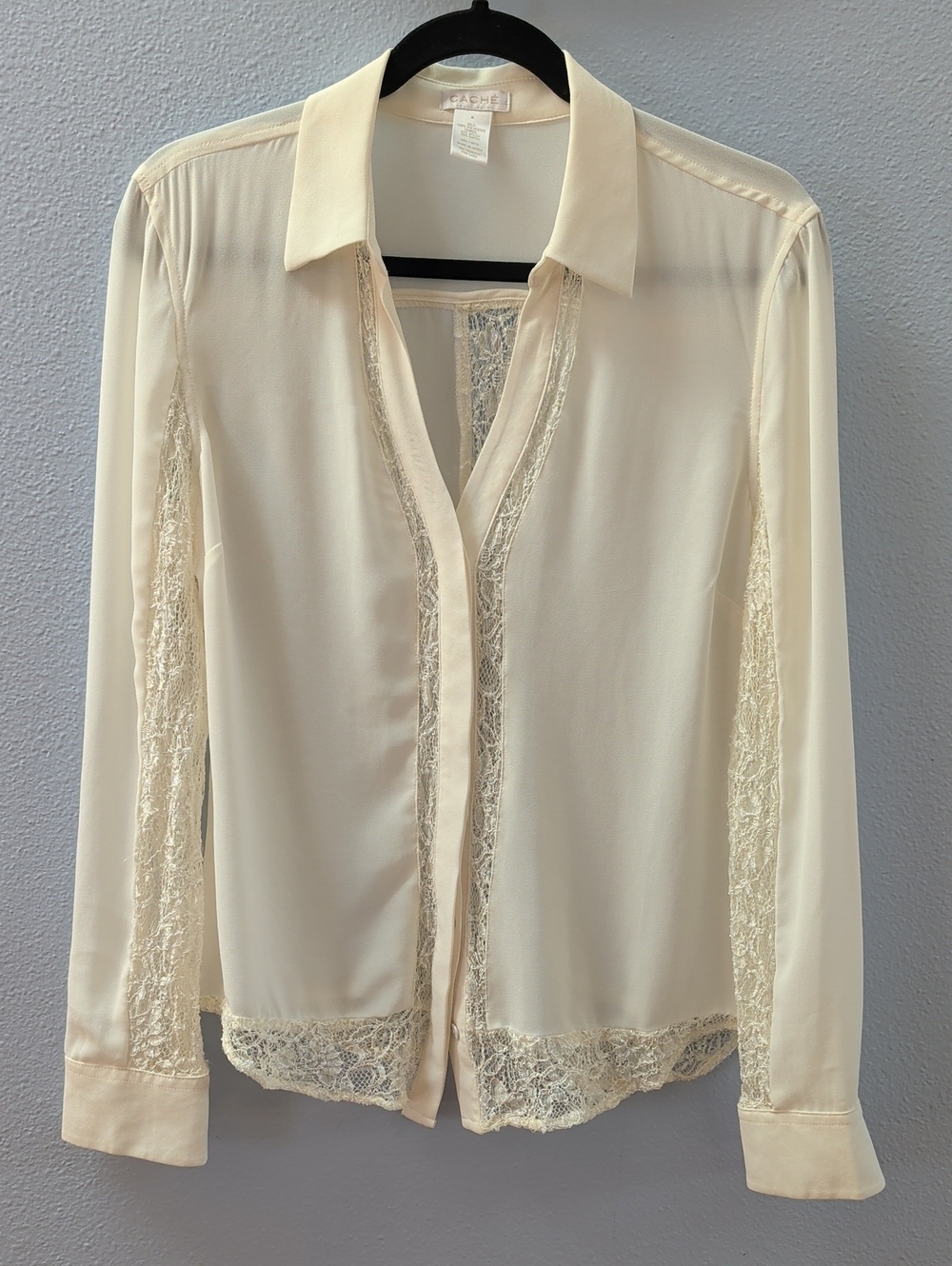 Cache Victorian Lace Romantic Y2K Cream Blouse